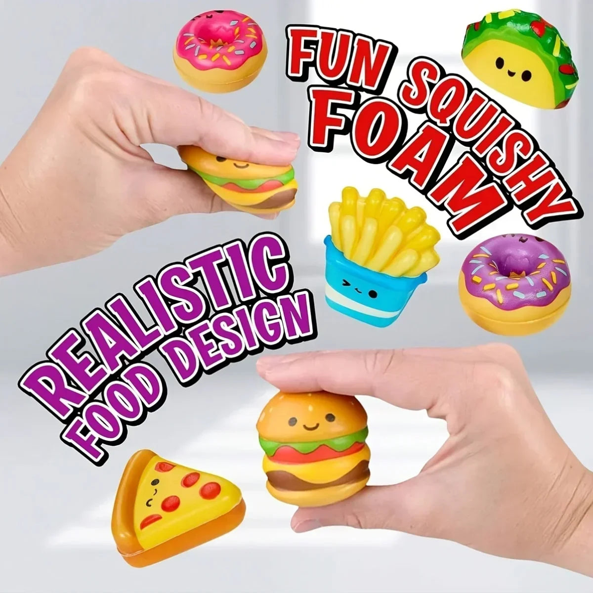 12Pcs Mini Food Squishy Toys, Slow Rising PU Squeeze Toys, Random Styles Gift Box, Stress Relief Gift for Christmas & Birthday