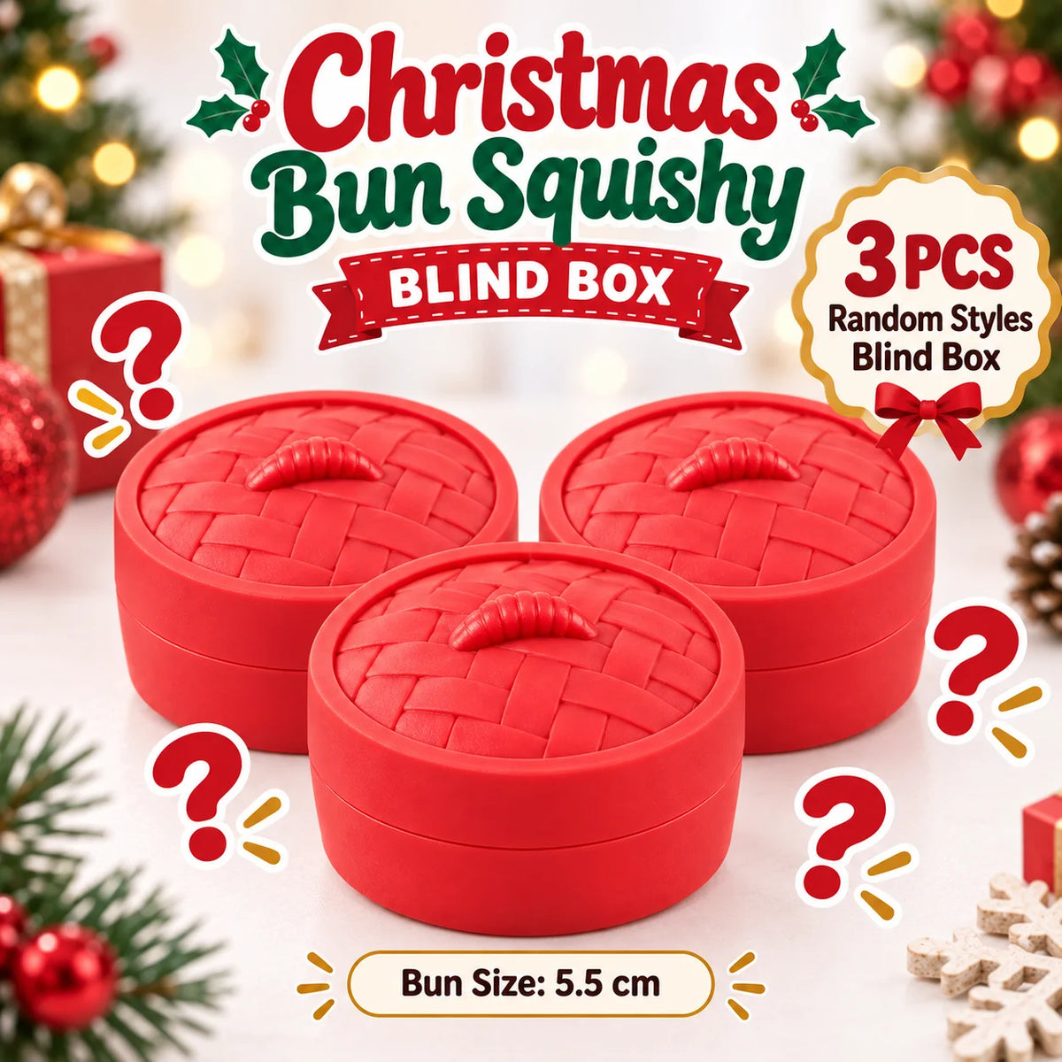 1-5PCS Christmas Dumpling Squishy Blind Box TPR Slow Rising Squeeze Fidget Sensory Stress Relief Holiday Surprise Gift Set