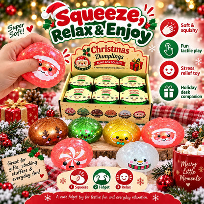 1-5PCS Christmas Dumpling Squishy Blind Box TPR Slow Rising Squeeze Fidget Sensory Stress Relief Holiday Surprise Gift Set