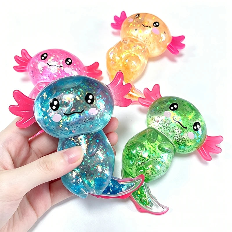 Glitter Maltose Axolotl Squishy Squeeze Toy Cute Fun Anxiety Relief Salamander Slow-rebound Stress Balls Fidgets Toys