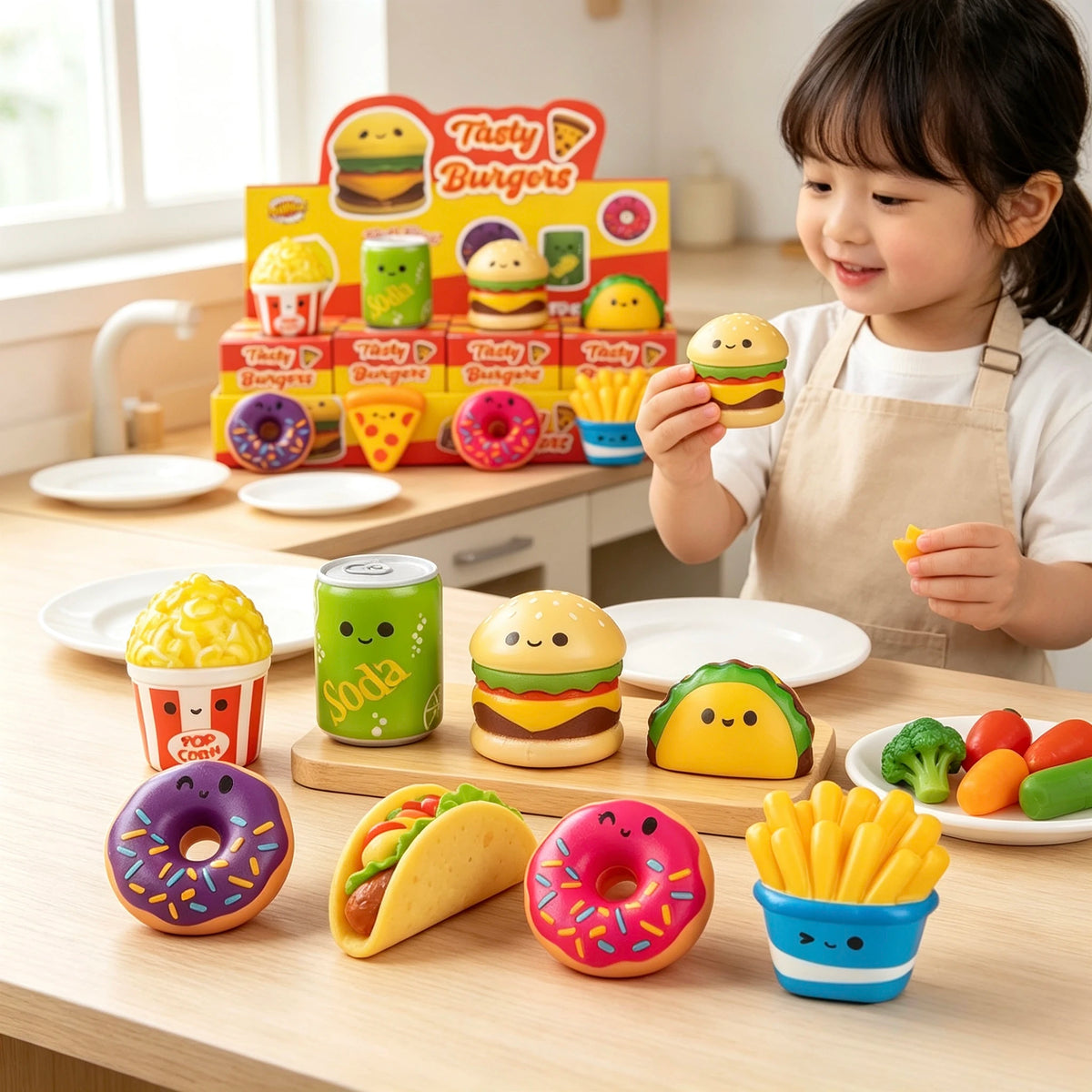 12Pcs Mini Food Squishy Toys, Slow Rising PU Squeeze Toys, Random Styles Gift Box, Stress Relief Gift for Christmas & Birthday