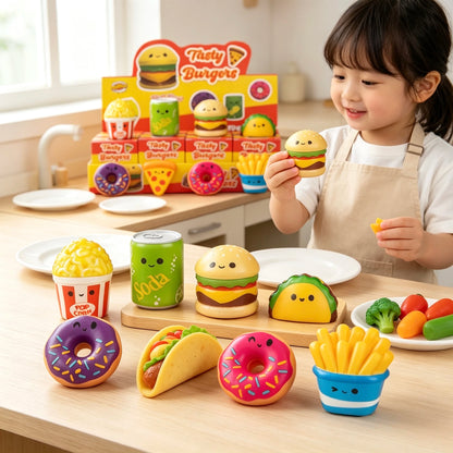 12Pcs Mini Food Squishy Toys, Slow Rising PU Squeeze Toys, Random Styles Gift Box, Stress Relief Gift for Christmas & Birthday