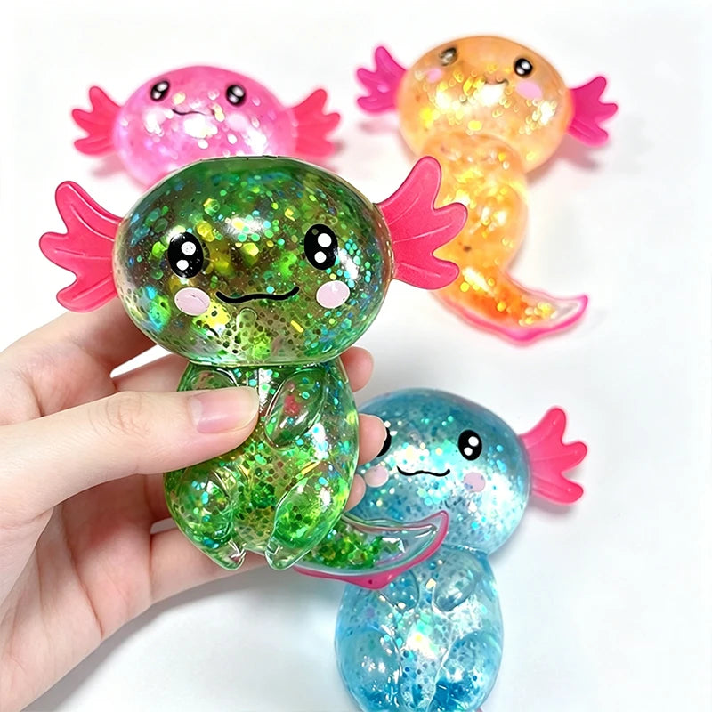 Glitter Maltose Axolotl Squishy Squeeze Toy Cute Fun Anxiety Relief Salamander Slow-rebound Stress Balls Fidgets Toys