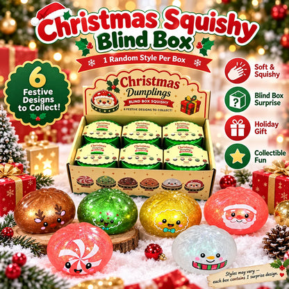 1-5PCS Christmas Dumpling Squishy Blind Box TPR Slow Rising Squeeze Fidget Sensory Stress Relief Holiday Surprise Gift Set