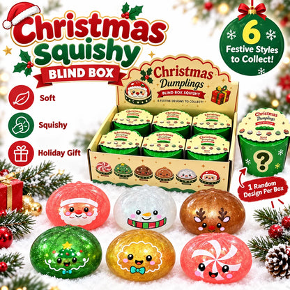 1-5PCS Christmas Dumpling Squishy Blind Box TPR Slow Rising Squeeze Fidget Sensory Stress Relief Holiday Surprise Gift Set