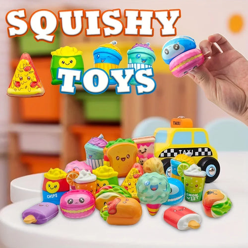 12Pcs Mini Food Squishy Toys, Slow Rising PU Squeeze Toys, Random Styles Gift Box, Stress Relief Gift for Christmas & Birthday
