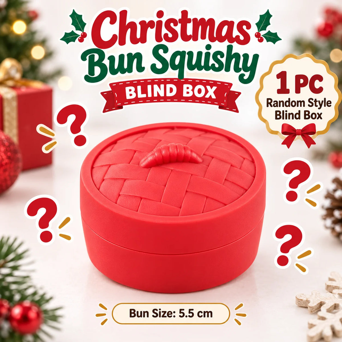 1-5PCS Christmas Dumpling Squishy Blind Box TPR Slow Rising Squeeze Fidget Sensory Stress Relief Holiday Surprise Gift Set